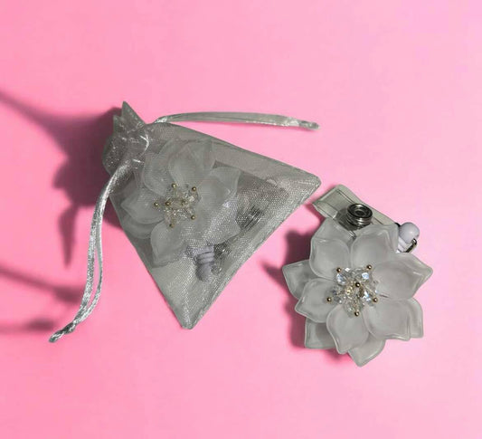 Badge Reel Retractable 3D White Flower by MelEssentialss